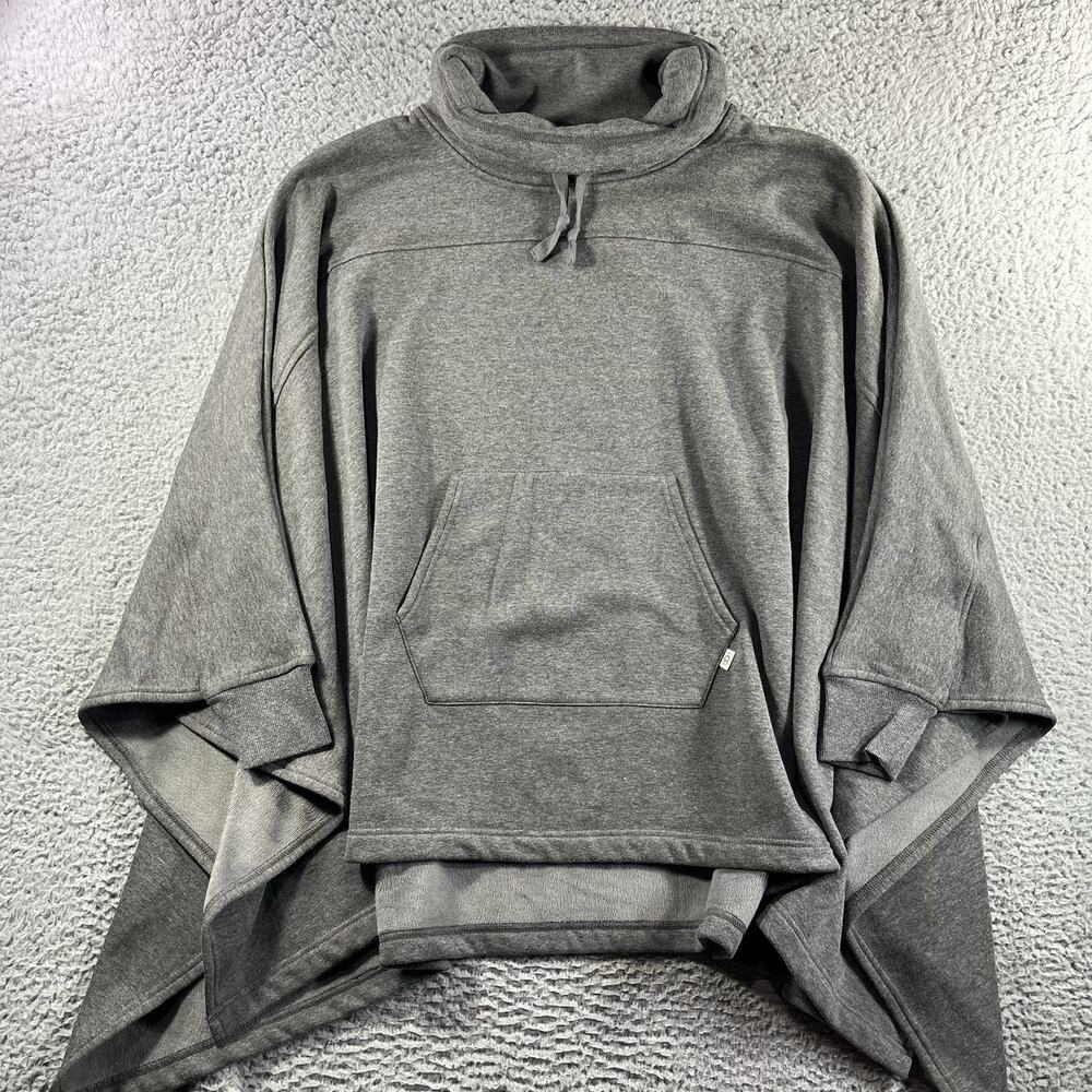 UGG Charlynne Fleece Poncho Sweater Womens M/L Gray Funnel Neck Kangaroo Pocket